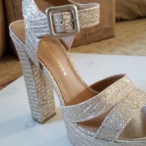 Chinese Laundry Glitter Champagne Platform Heels
